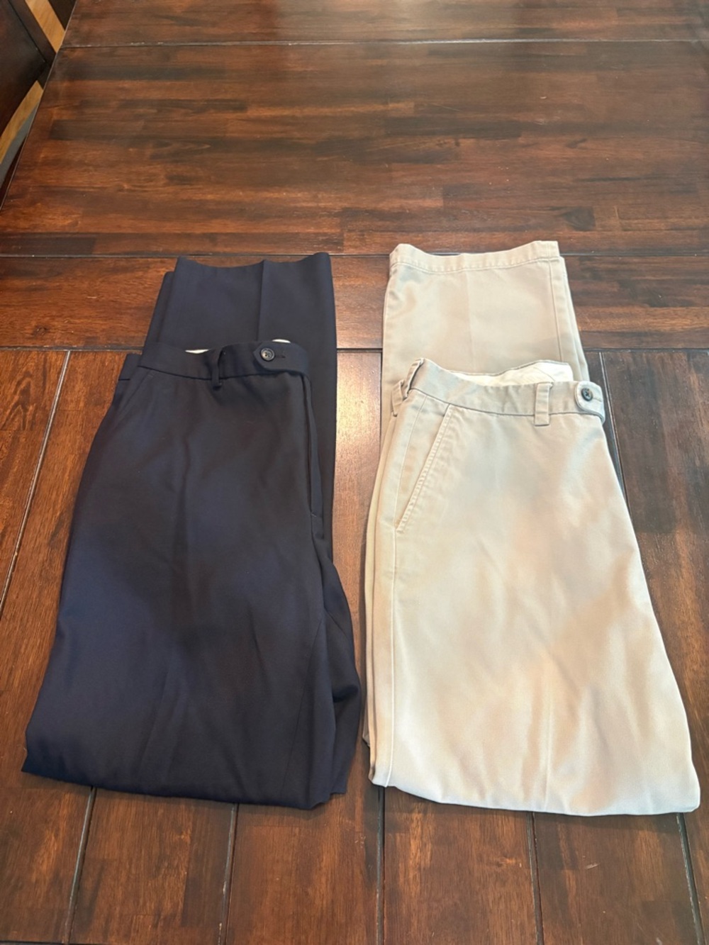 2 Pair Joseph & Feiss Black and Khaki Dress Pants 34x32